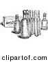 Clip Art of an Old Fashioned Vintage Eau De Cologne Bottles in Black and White by Picsburg