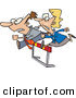 Clip Art of Competitive Coworker Man and Woman Jumping a Hurdle Obstacle During a RaceCompetitive Coworker Man and Woman Jumping a Hurdle Obstacle During a Race by Toonaday