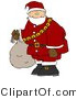 Clip Art of Santa Carrying Bag of Toys and Wearing a Jingle Bell Belt by Djart