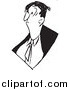 Vector Clip Art of a Black and White Grumpy Business Man by Picsburg