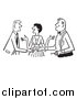 Vector Clip Art of a Retro Black and White Lady Politely Introducing Two Men by Picsburg